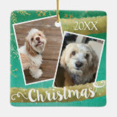 Aangepaste twee foto Kerstmis Keramisch Ornament (Achterkant)