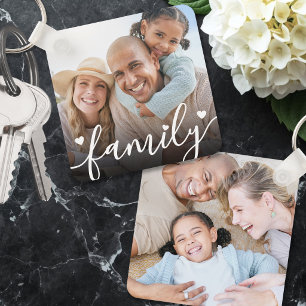 Aangepaste Twee Foto's Dubbelzijdige Familie Foto Sleutelhanger