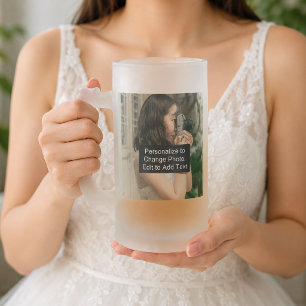 Aangepaste Twee Foto's Kunstwerk Slogan 16 oz Matglas Bierpul