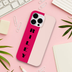 Aangepaste twee kleur blok Roos Raspberry grote na Case-Mate iPhone 14 Pro Max Hoesje