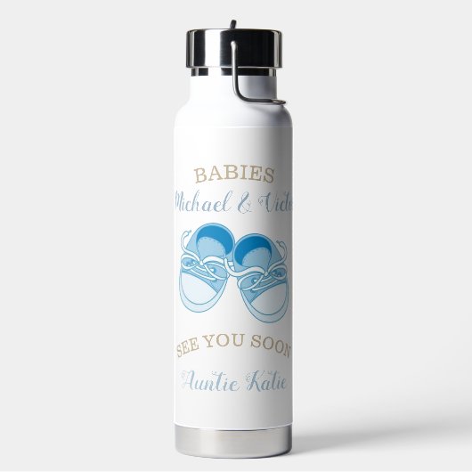 Aangepaste Twin Boys Baby Schoenen Naam Waterfles (Links)