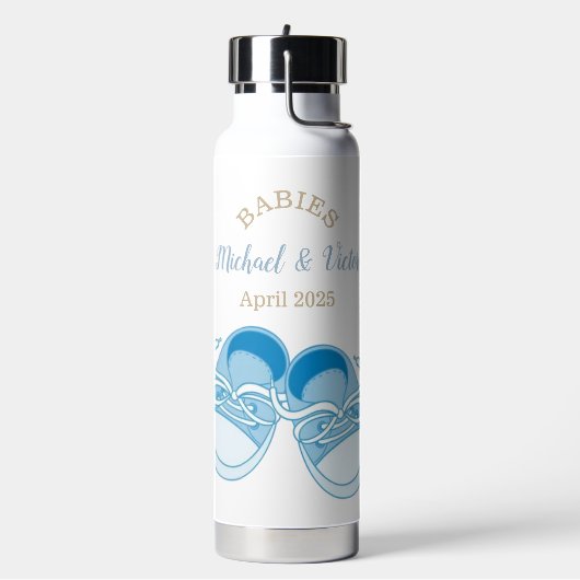 Aangepaste Twin Boys Baby Schoenen Naam Waterfles (Links)