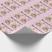 Aangepaste Twin Girls Baby shower, Schattigee Tedd Cadeaupapier (Hoek)