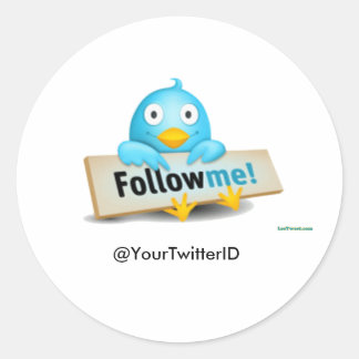 Aangepaste Twitter ID Volg Mij Vogelstickers Ronde Sticker