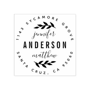 Aangepaste typografie getrouwd paar retour adres 	rubberstempel