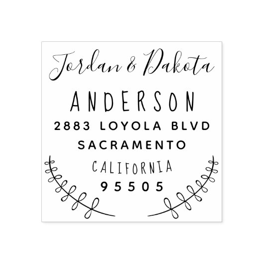 Aangepaste typografie getrouwd paar retour adres 	rubberstempel (Afrduk)