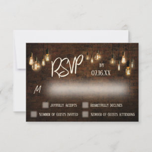 Aangepaste typografie Industriële stenen, Edison L RSVP Kaartje