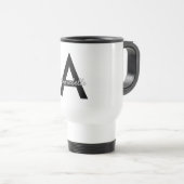 Aangepaste Typografie Monogram Travel Mug Reisbeker (Voorkant rechts)