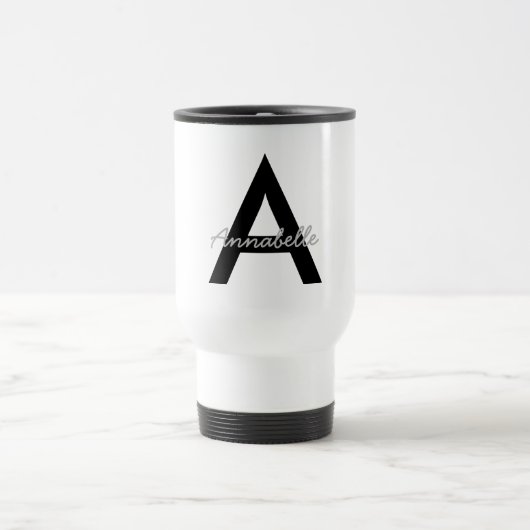 Aangepaste Typografie Monogram Travel Mug Reisbeker (Center)