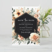 Aangepaste Typografie Peach Wedding Save The Date (Staand voorkant)