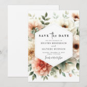 Aangepaste Typografie Peach Wedding Save The Date (Voorkant / Achterkant)