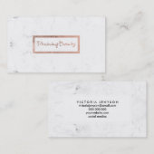 aangepaste typografie voor roos goud witte marmer visitekaartje (Voorkant / Achterkant)