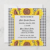Aangepaste Uitnodiging Gingham & Zonnebloemen Ontw (Voorkant)