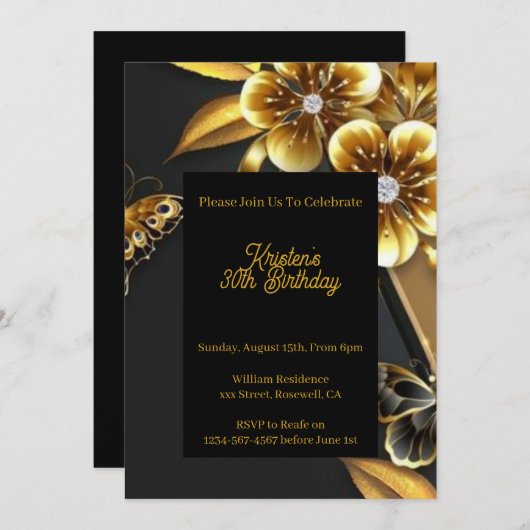 Aangepaste uitnodiging op feestdag (Voorkant / Achterkant)