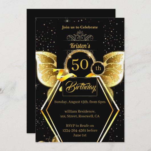 Aangepaste uitnodiging op feestdag (Voorkant / Achterkant)