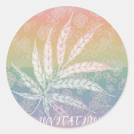 Aangepaste uitnodiging Pastel Rainbow Asanoha blad Ronde Sticker (Voorkant)