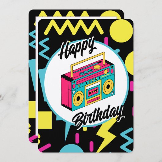 Aangepaste uitnodiging - Retro 80s 90s Theme Party (Voorkant / Achterkant)