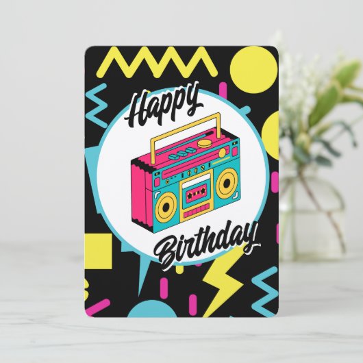 Aangepaste uitnodiging - Retro 80s 90s Theme Party (Staand voorkant)