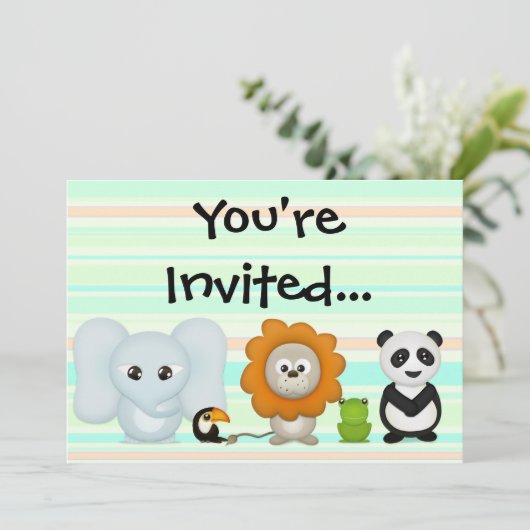 Aangepaste uitnodiging, spoeddieren voor Baby of K Kaart (Staand voorkant)