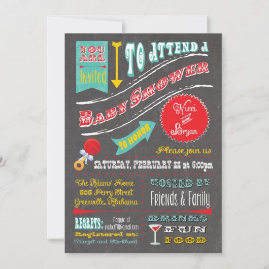 Aangepaste uitnodiging tot Baby shower (Voorkant)