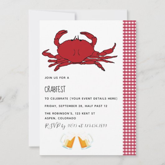 Aangepaste uitnodiging van Crabfest Party (Voorkant)