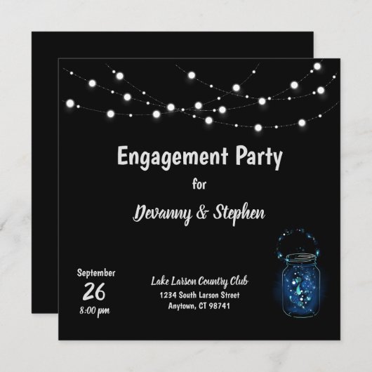 Aangepaste uitnodiging van de partij van de overee (Voorkant / Achterkant)