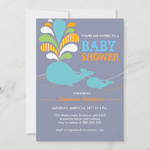 Aangepaste uitnodiging voor baby shower op walvis