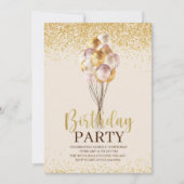 Aangepaste uitnodiging voor Birthday Party Gold en (Voorkant)