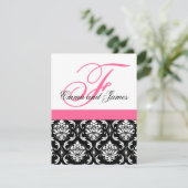 Aangepaste uitnodiging voor bruiloft Monogram roze (Staand voorkant)