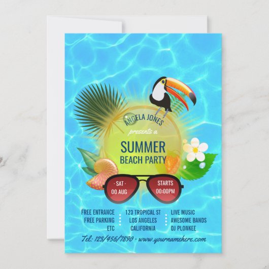 Aangepaste uitnodiging voor Club Summer Beach (Voorkant)