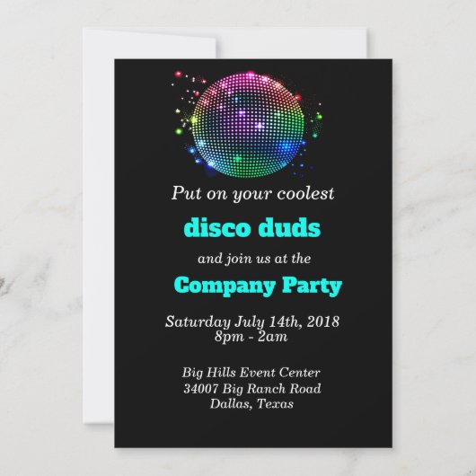 Aangepaste uitnodiging voor Disco Ball Disco Party (Achterkant)