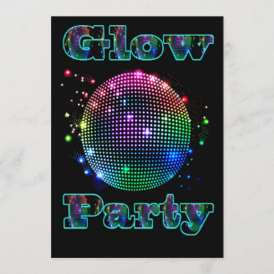 Aangepaste uitnodiging voor Disco Ball Glow Party