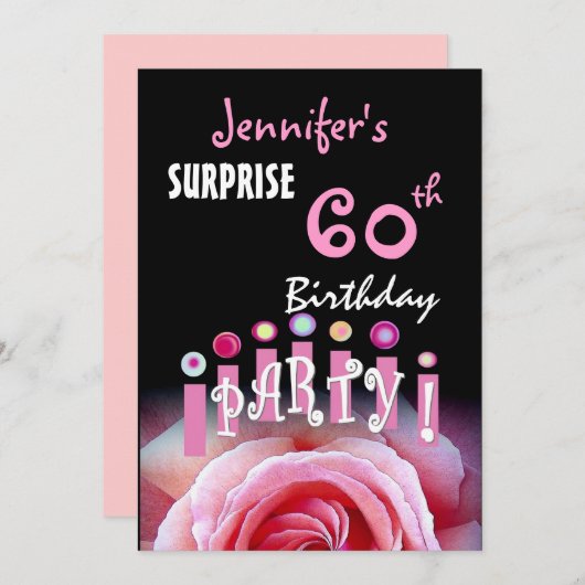 Aangepaste uitnodiging voor een 60e URPRISE Birthd (Voorkant / Achterkant)