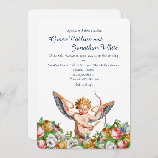 Aangepaste uitnodiging voor een bruiloft met kast (Voorkant / Achterkant)