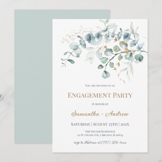 Aangepaste uitnodiging voor een verloving met een  (Voorkant / Achterkant)