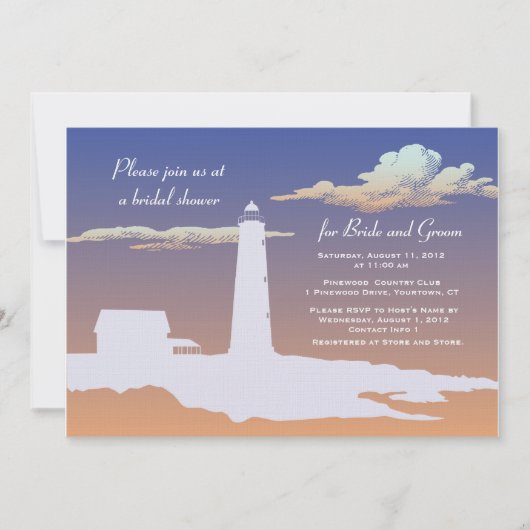 Aangepaste uitnodiging voor een vuurtoren bruiloft (Voorkant)
