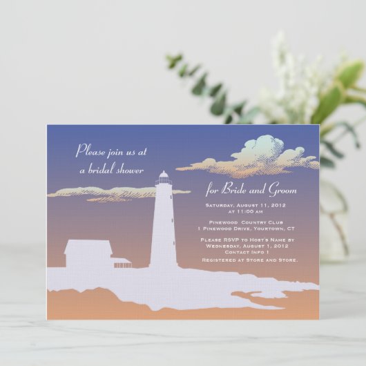 Aangepaste uitnodiging voor een vuurtoren bruiloft (Staand voorkant)