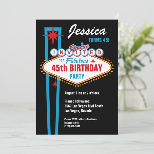 Aangepaste uitnodiging voor Las Vegas (Staand voorkant)