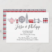 Aangepaste uitnodiging voor Londense bruiloft (Voorkant / Achterkant)