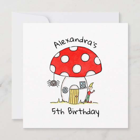 Aangepaste uitnodiging voor toadstool, Elf & Spide (Voorkant)