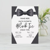 Aangepaste uitnodiging voor zwart stropdas (Staand voorkant)