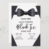 Aangepaste uitnodiging voor zwart stropdas (Voorkant / Achterkant)
