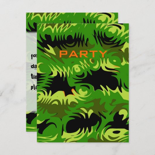 Aangepaste uitnodiging voor zwarte en groene tinne (Voorkant / Achterkant)
