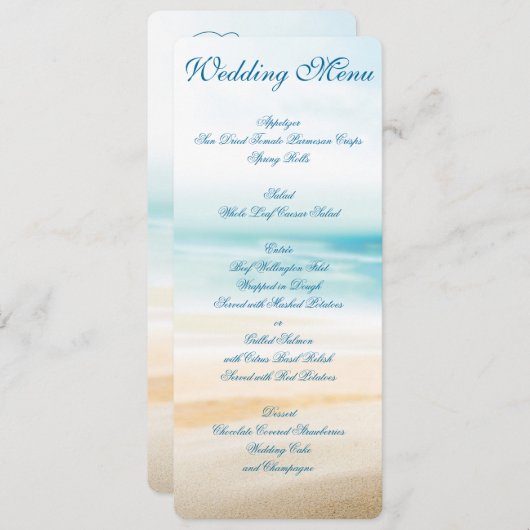Aangepaste uitnodigingen in het Beach Wedding Menu (Voorkant / Achterkant)
