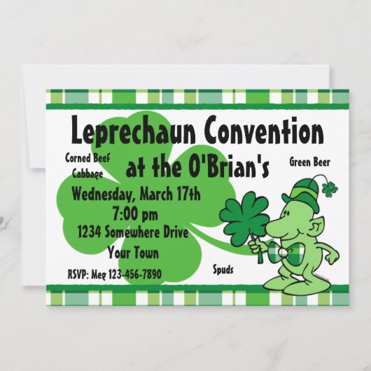 Aangepaste uitnodigingen van Play Leprechaun (Voorkant)