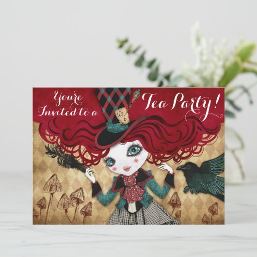 Aangepaste uitnodigingen van Tea Party (Staand voorkant)