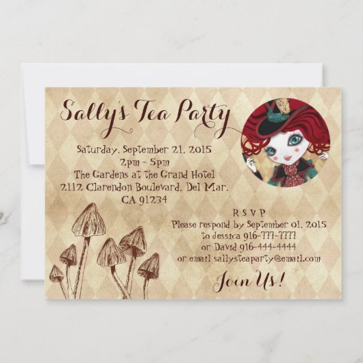 Aangepaste uitnodigingen van Tea Party (Achterkant)