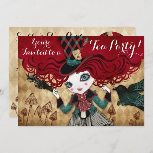 Aangepaste uitnodigingen van Tea Party (Voorkant / Achterkant)