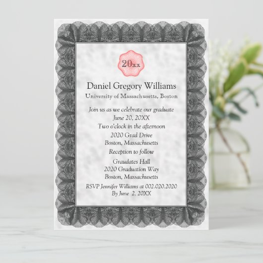 Aangepaste uitnodigingen voor afstuderen (Staand voorkant)