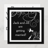 Aangepaste uitnodigingen voor B & W met Art Deco D (Voorkant / Achterkant)